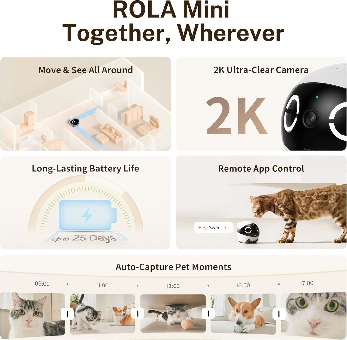 Enabot EBO ROLA Mini: cámara robot móvil 2K para mascotas
