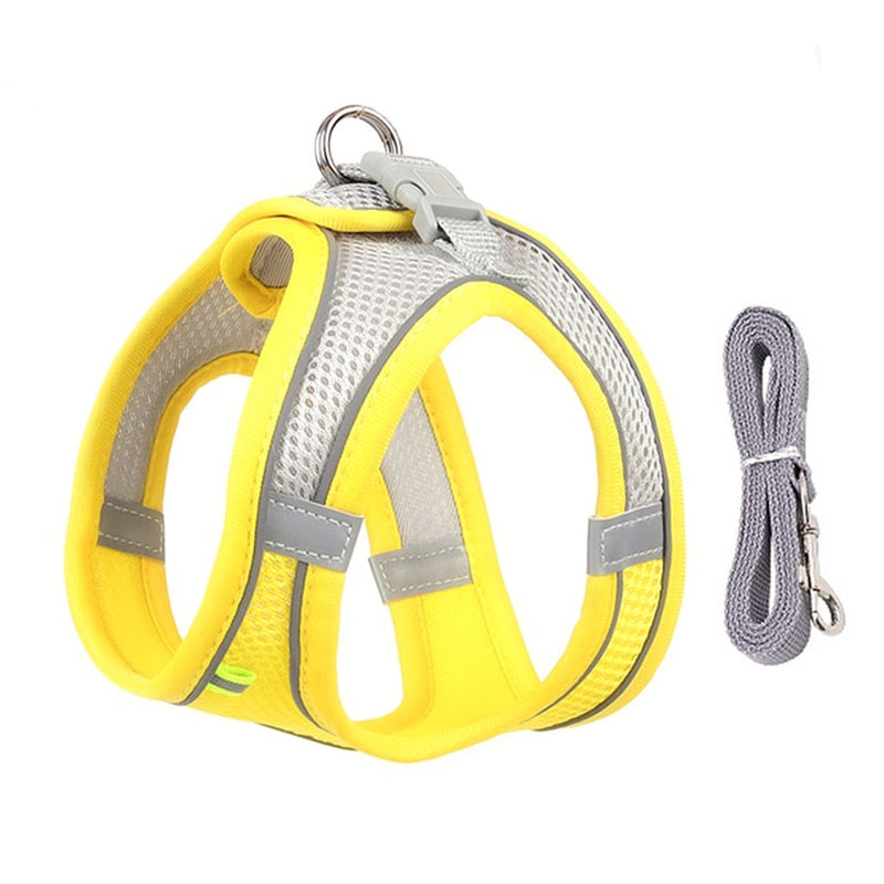 Adjustable Dog Harness and Leash Set for Small Breeds - Ideal for Puppies, Cats, French Bulldogs, Chihuahuas, and Pugs - Perfect for Outdoor Walks