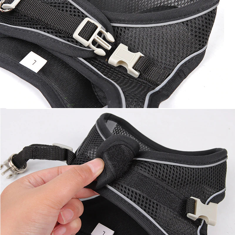 Adjustable Dog Harness and Leash Set for Small Breeds - Ideal for Puppies, Cats, French Bulldogs, Chihuahuas, and Pugs - Perfect for Outdoor Walks