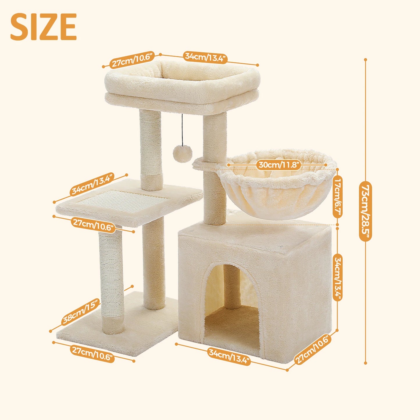 Árbol rascador premium 3-en-1: transformable, sisal, nido y hamaca de lujo