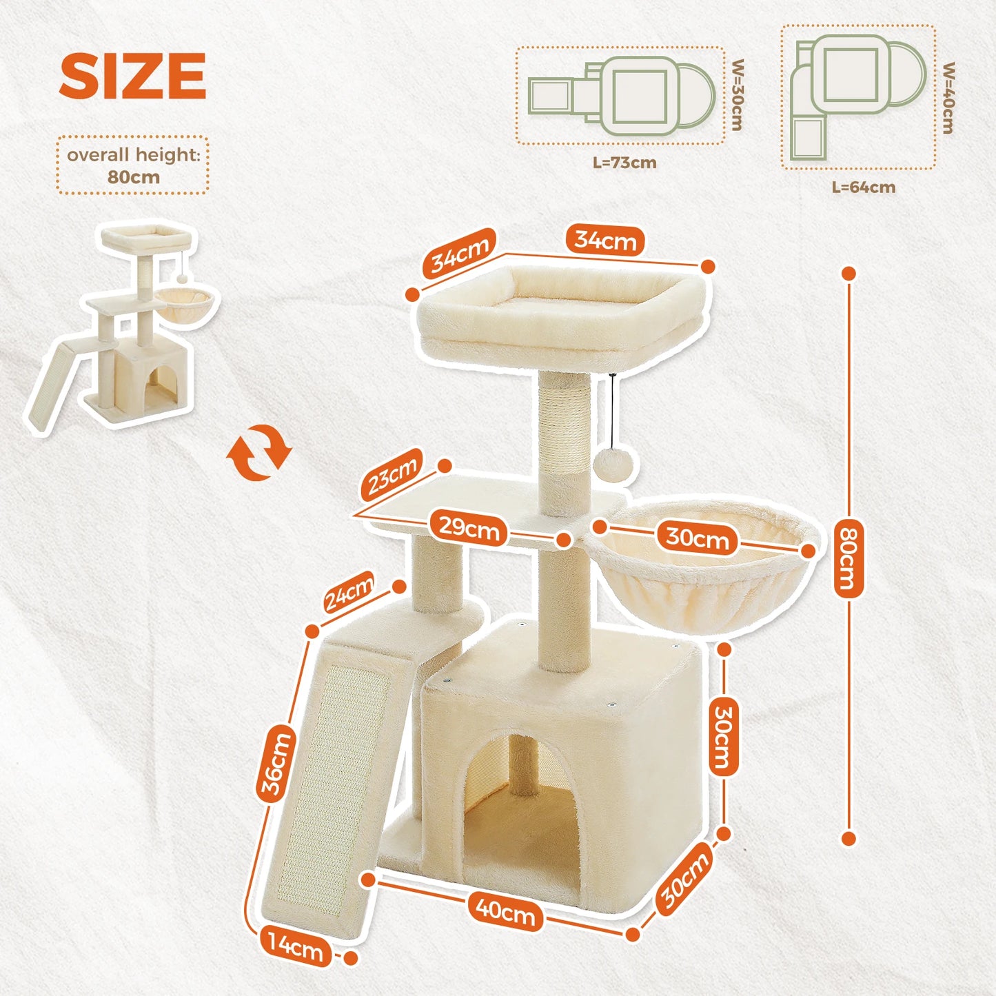 Árbol rascador premium 3-en-1: transformable, sisal, nido y hamaca de lujo