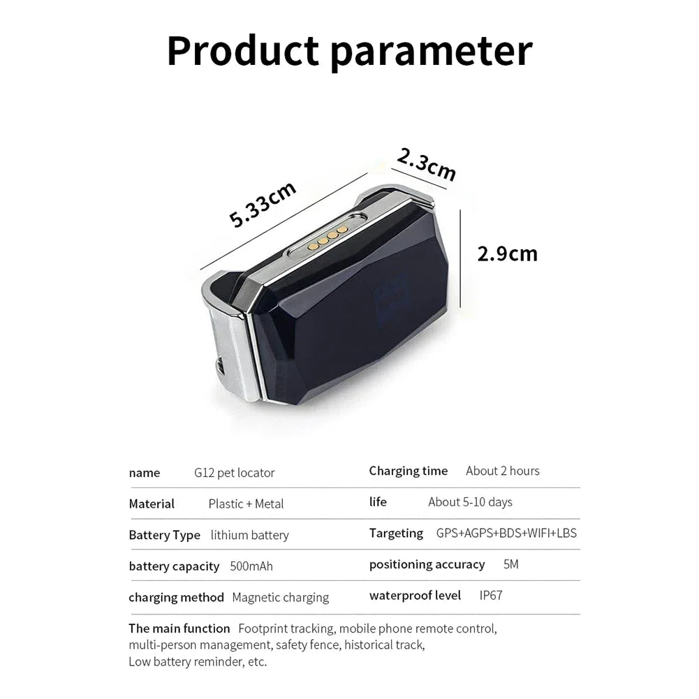 Localizador GPS inteligente G12: resistencia IP67 y 5 modos de posicionamiento