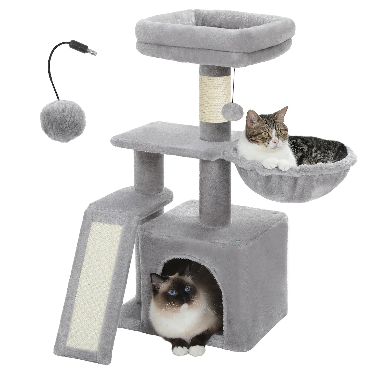 Árbol rascador premium 3-en-1: transformable, sisal, nido y hamaca de lujo