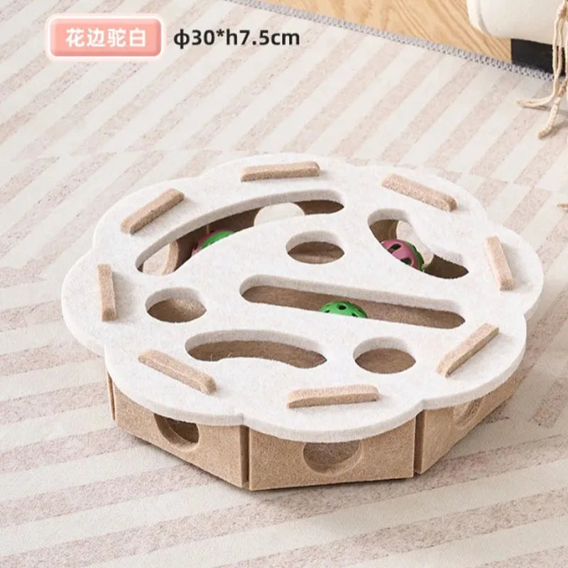 ¡3 en 1! Rascador de Fieltro Interactivo, Casa y Lanzador de Pelotas 🎾