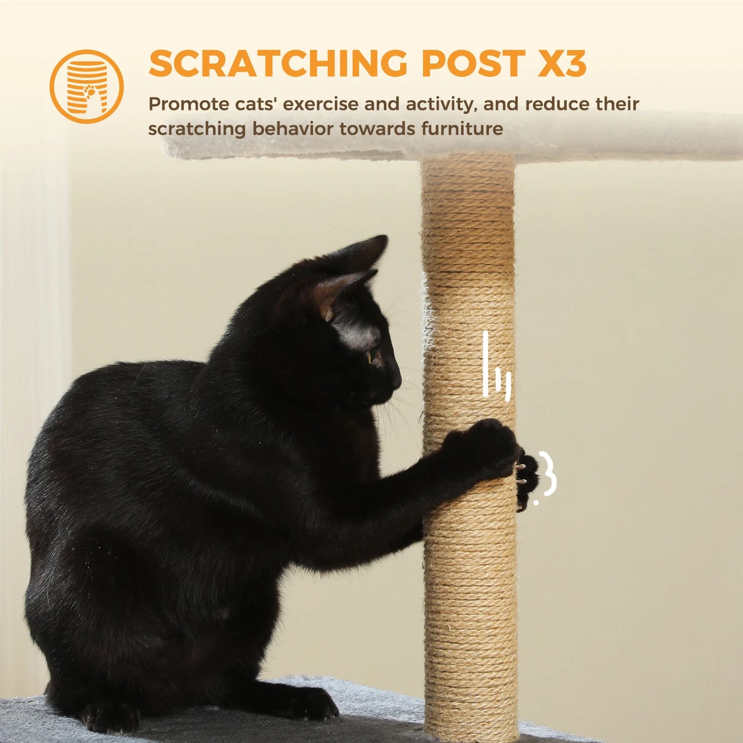 Árbol rascador premium 3-en-1: transformable, sisal, nido y hamaca de lujo
