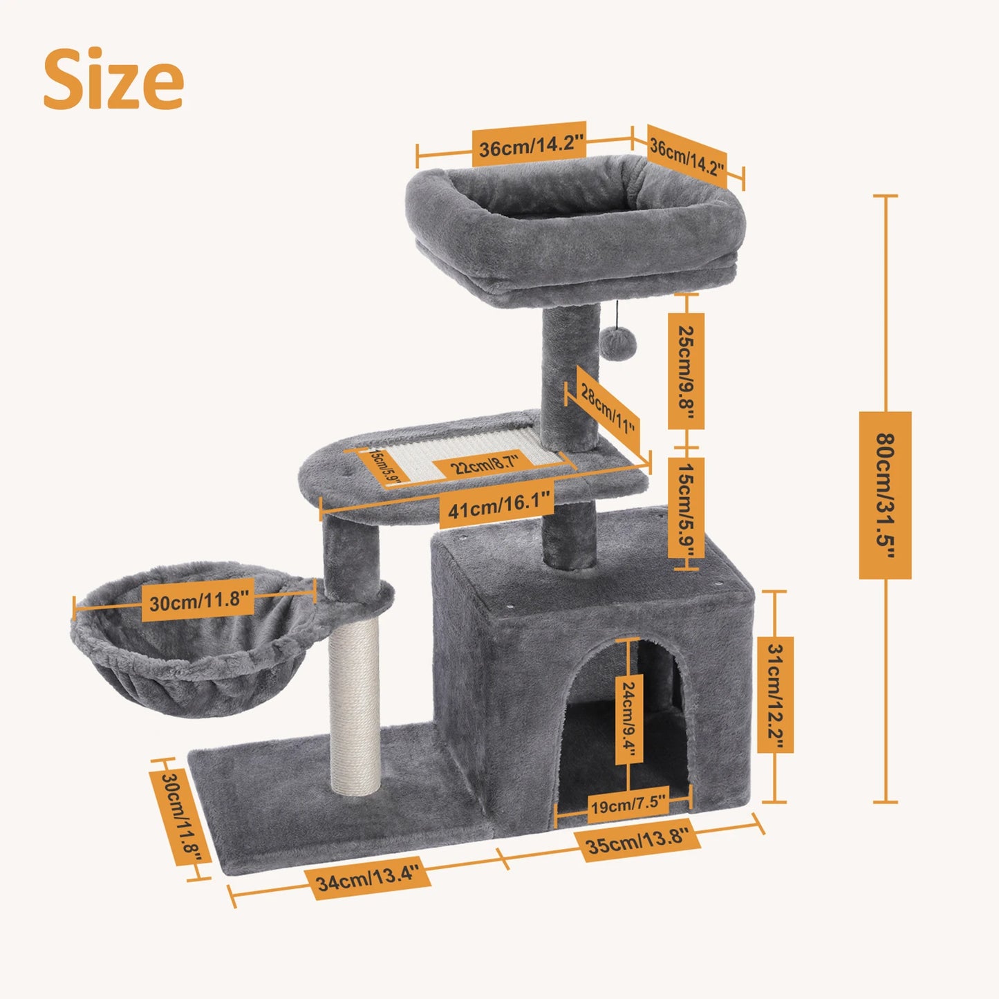 Árbol rascador premium 3-en-1: transformable, sisal, nido y hamaca de lujo
