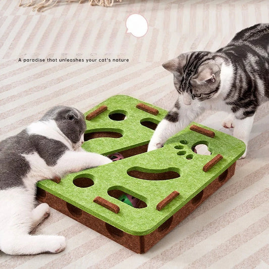 ¡3 en 1! Rascador de Fieltro Interactivo, Casa y Lanzador de Pelotas 🎾