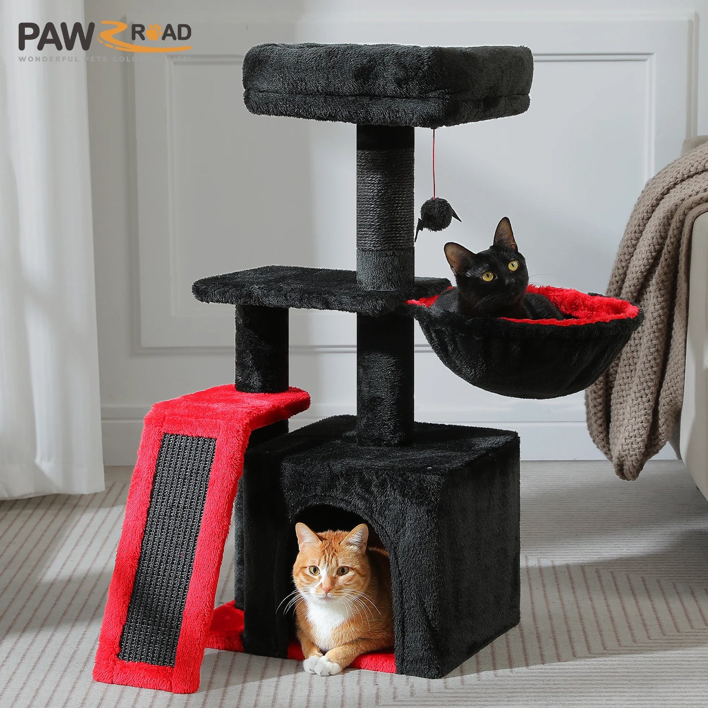 Árbol rascador premium 3-en-1: transformable, sisal, nido y hamaca de lujo