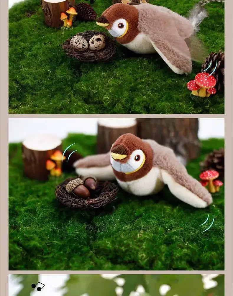 gorrión de juguete para gatos. Vuela y trina realista