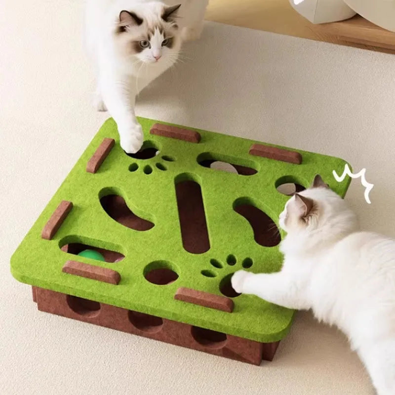¡3 en 1! Rascador de Fieltro Interactivo, Casa y Lanzador de Pelotas 🎾