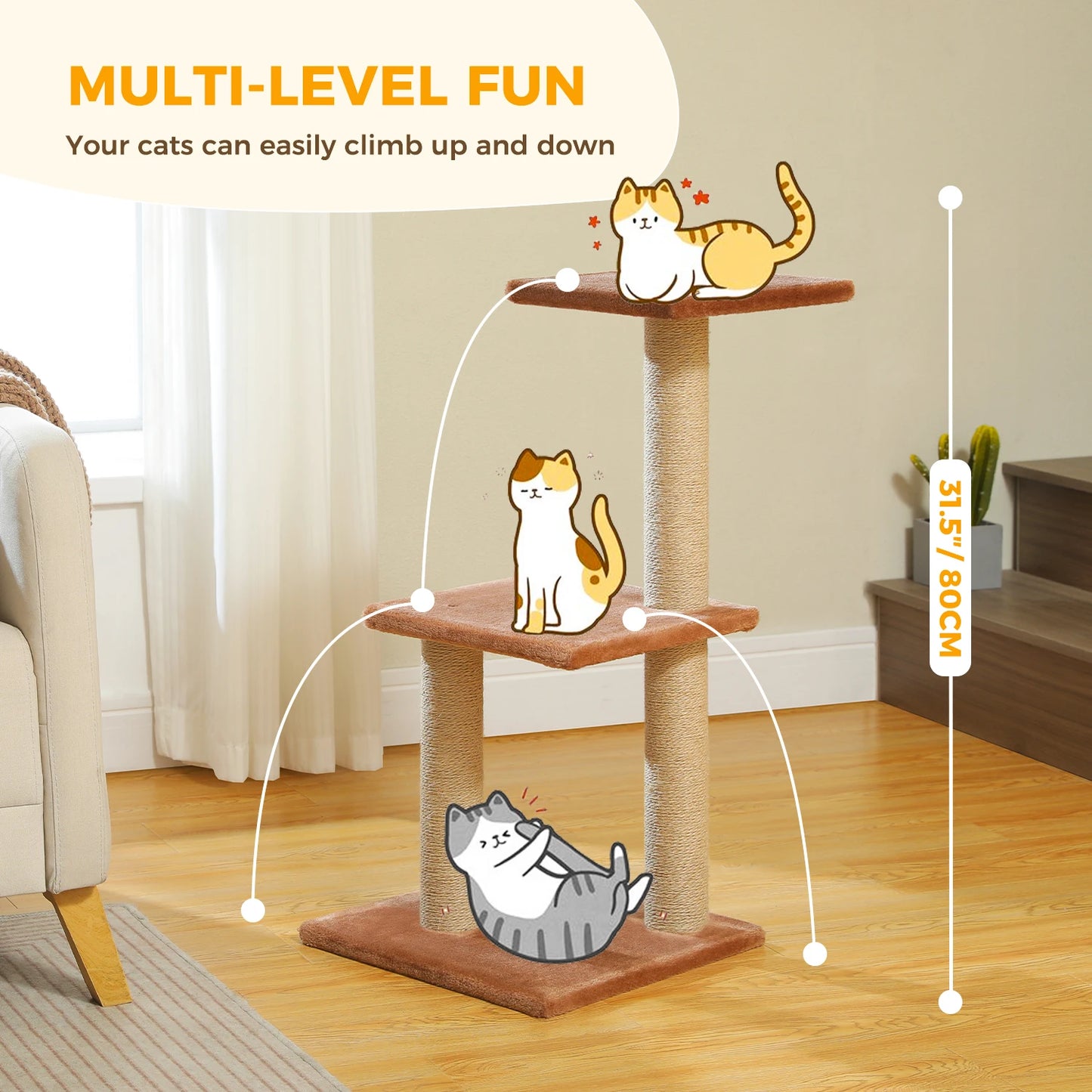 Árbol rascador premium 3-en-1: transformable, sisal, nido y hamaca de lujo