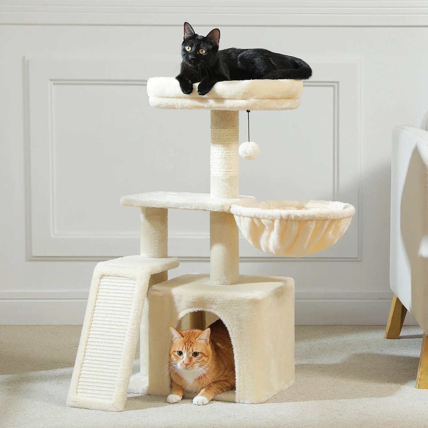 Árbol rascador premium 3-en-1: transformable, sisal, nido y hamaca de lujo