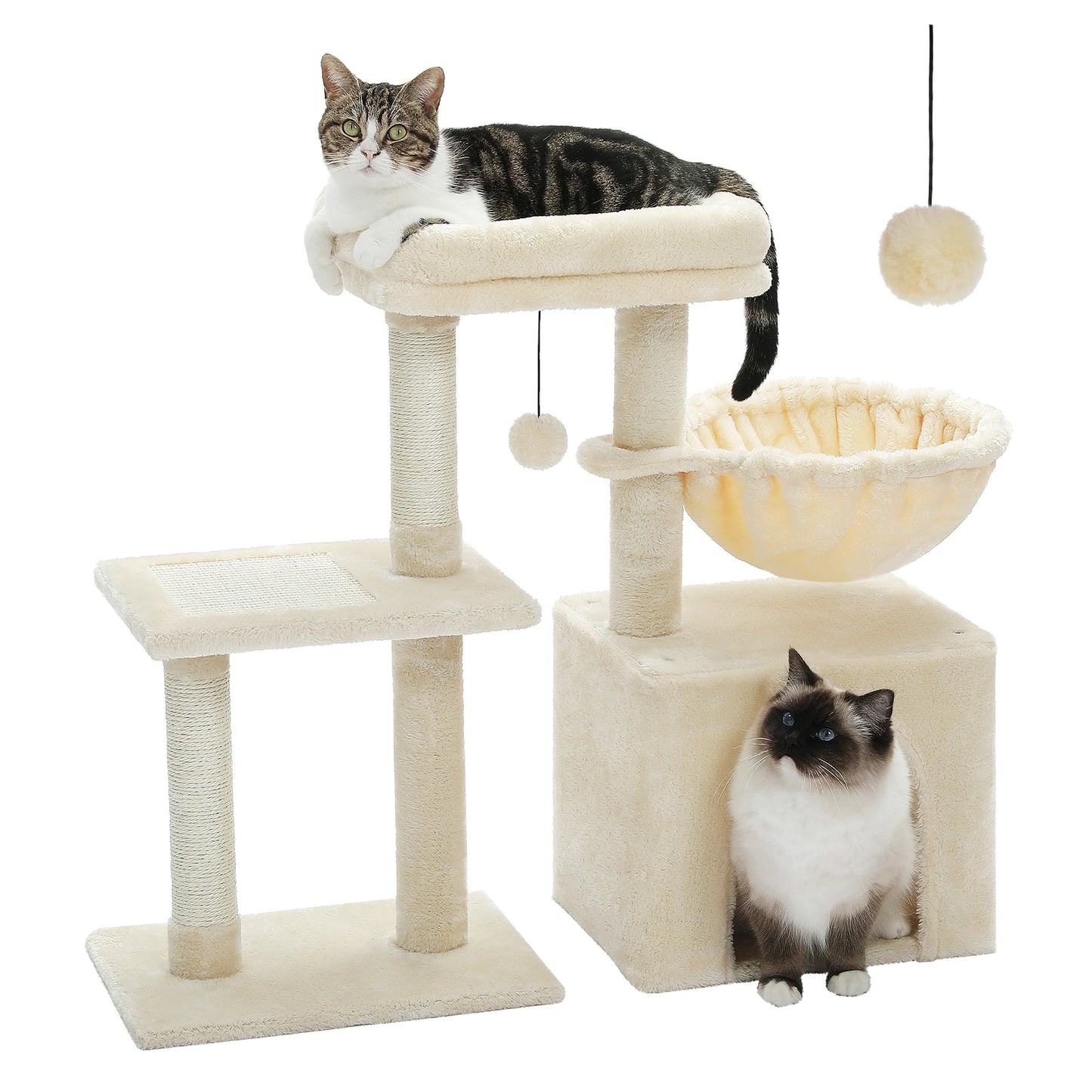 Árbol rascador premium 3-en-1: transformable, sisal, nido y hamaca de lujo