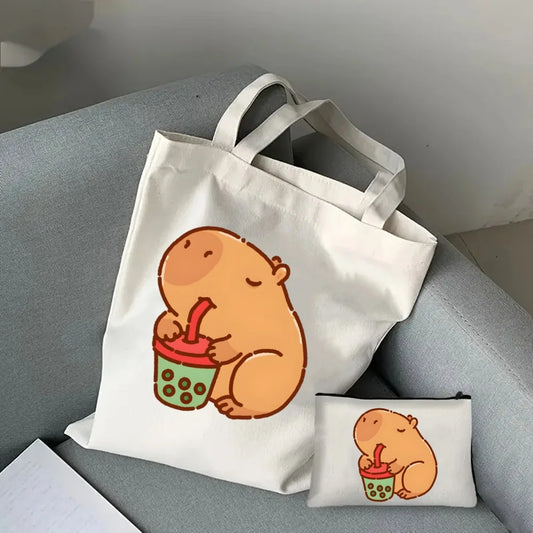 Pack de regalo 'Capibaras': bolsa de tela + neceser