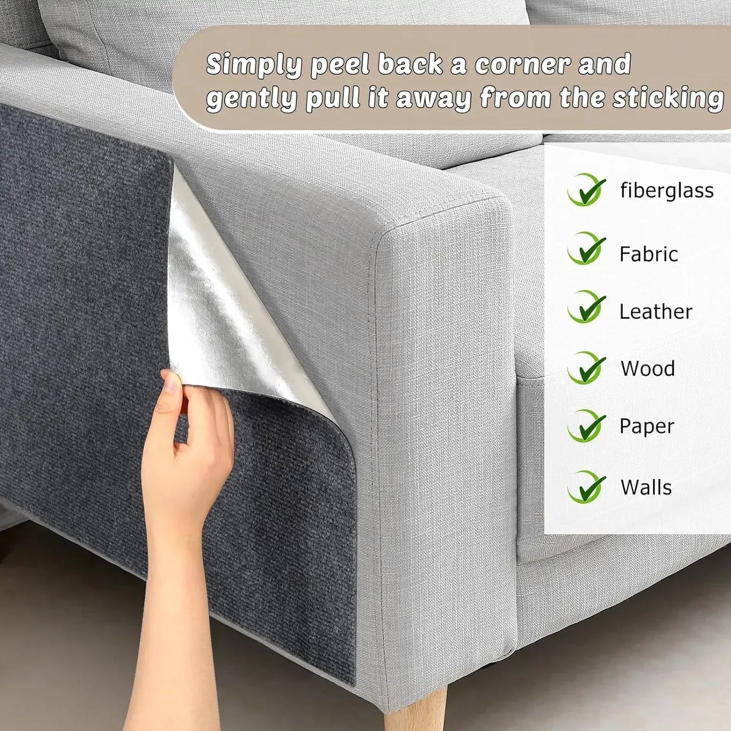 Alfombra rascadora autoadhesiva y recortable | Protector DIY para sofá y muebles