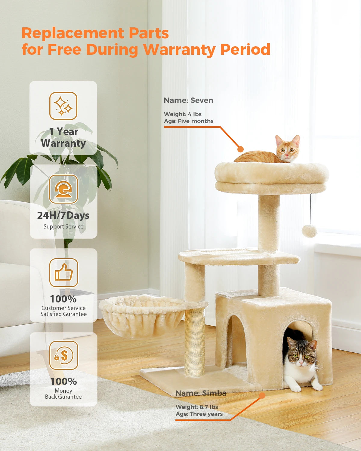 Árbol rascador premium 3-en-1: transformable, sisal, nido y hamaca de lujo