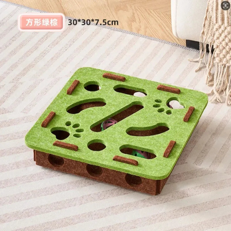 ¡3 en 1! Rascador de Fieltro Interactivo, Casa y Lanzador de Pelotas 🎾