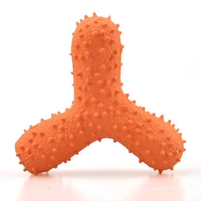 Juguete de látex para perros - Hueso con púas, cubo, cactus con chirridos para limpieza dental.