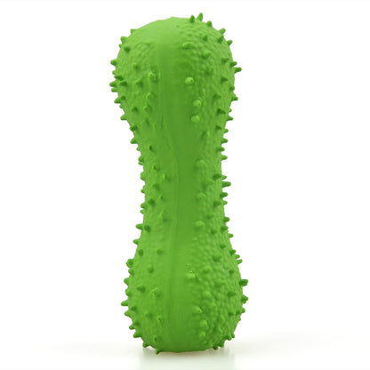 Juguete de látex para perros - Hueso con púas, cubo, cactus con chirridos para limpieza dental.