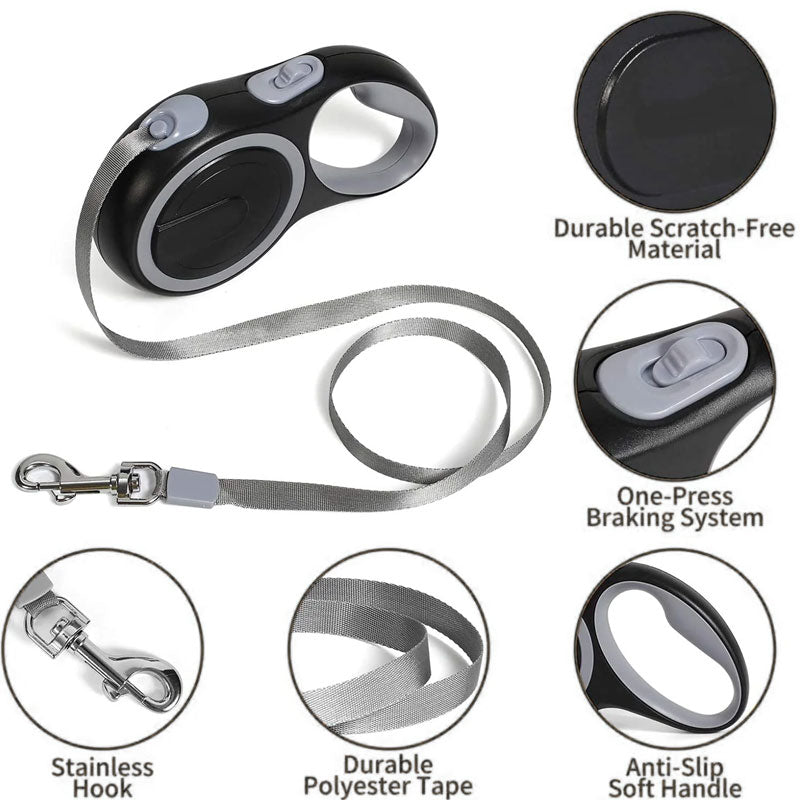 Correa retráctil premium (3m/5m/8m): libertad y control total para perros de hasta 50 kg