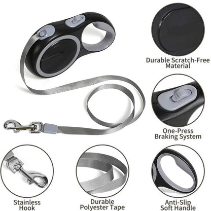 Correa retráctil premium (3m/5m/8m): libertad y control total para perros de hasta 50 kg