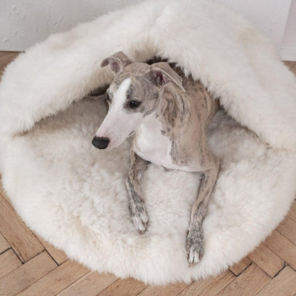 Natural Sheepskin Pet Cave - White-3