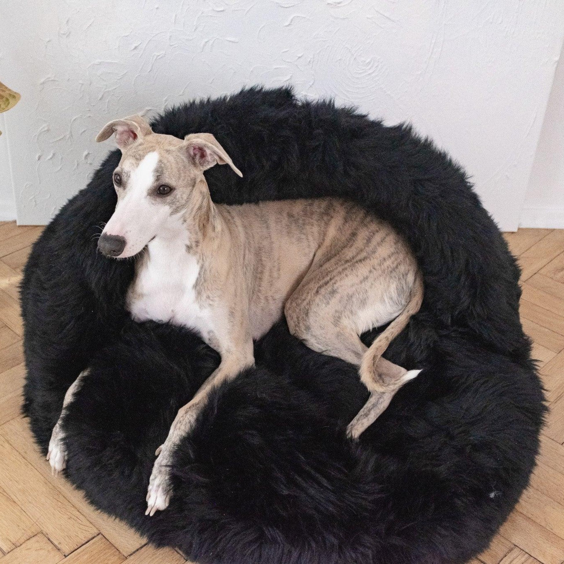 Natural Sheepskin Pet Cave - Black-1