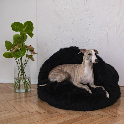Natural Sheepskin Pet Cave - Black-2