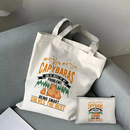Pack de regalo 'Capibaras': bolsa de tela + neceser