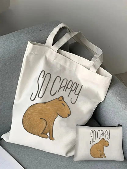 Pack de regalo 'Capibaras': bolsa de tela + neceser