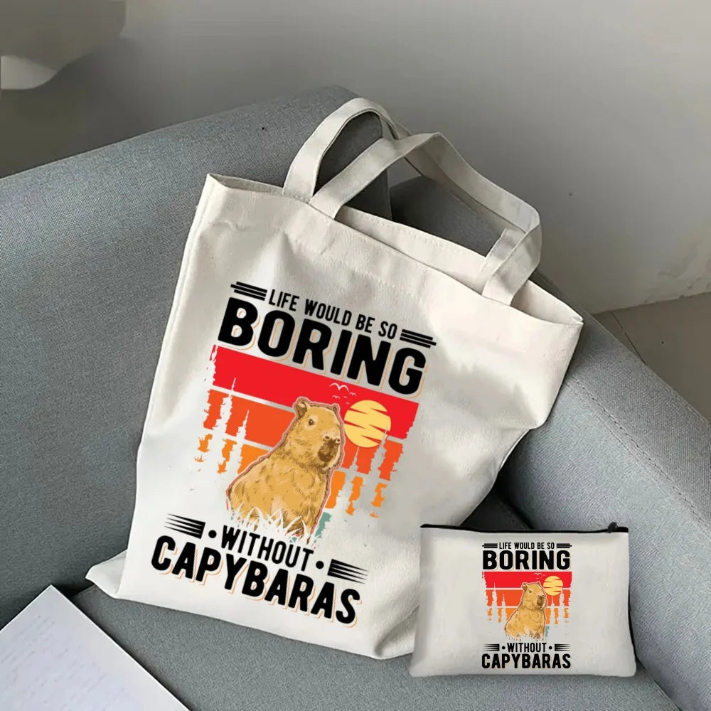 Pack de regalo 'Capibaras': bolsa de tela + neceser