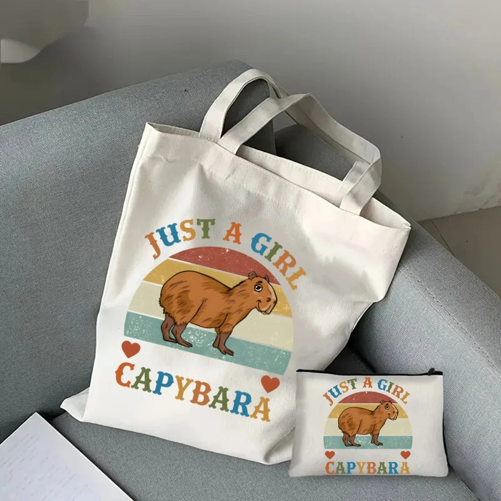Pack de regalo 'Capibaras': bolsa de tela + neceser
