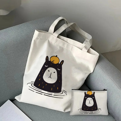 Pack de regalo 'Capibaras': bolsa de tela + neceser